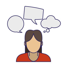 Woman with speech bubbles