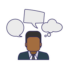 Businessman with speech bubbles