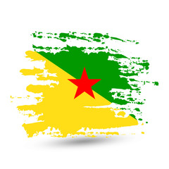 Grunge brush stroke with Free French Guiana national flag