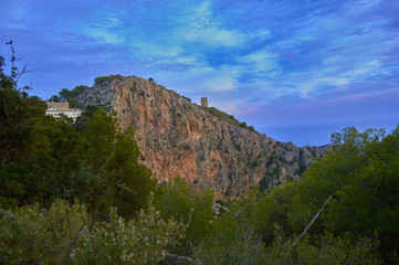 Evening strolls on the hill sun orange and sea view