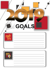 2019 Goals Vector graphic with with a list for recording goals.