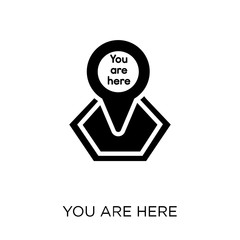 You are here icon. You are here symbol design from Maps and locations collection.