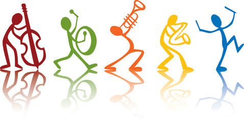 Band musicians playing music, vector ideal for t-shirts colorful