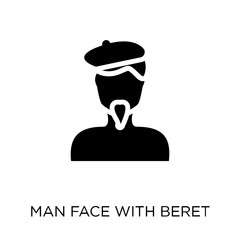 Man face with beret and goatee icon. Man face with beret and goatee symbol design from People collection.