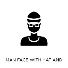 Man face with hat and sunglasses icon. Man face with hat and sunglasses symbol design from People collection.