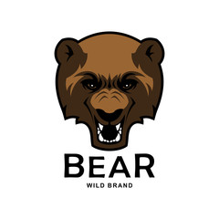 Angry Roaring Bear Head Vector Mascot Illustration