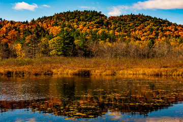 Fall colors in New Hampshire, lake and reflection