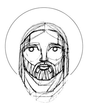 Jesus Christ Face vector hand drawn pencil illustration