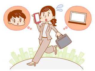 働く母親のイラスト