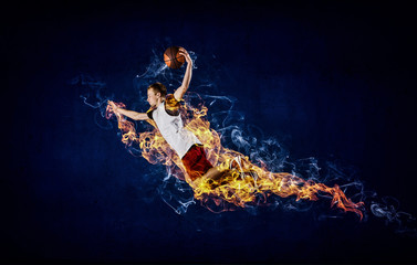 Basketball Player on Fire