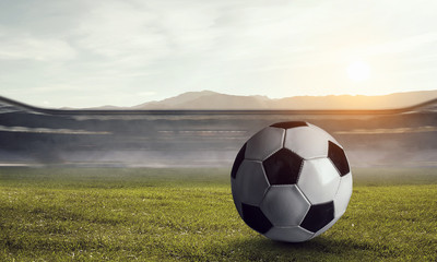 Soccer game concept. Mixed media