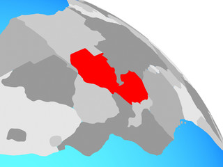 Fototapeta premium Zambia on simple blue political globe.