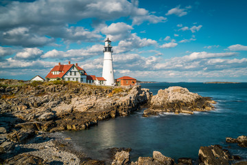 Fototapeta na wymiar lighthouse on the coast portland maine