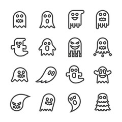 ghost line icon set