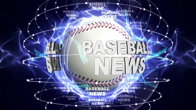 BASEBALL NEWS Around BALL Animation Background, Rendering, Loop, 4k
