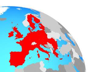European Union on simple blue political globe.