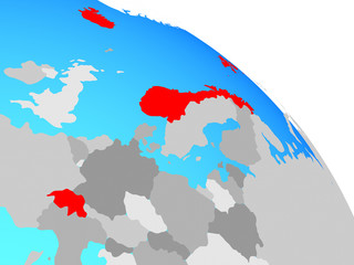 EFTA countries on simple blue political globe.