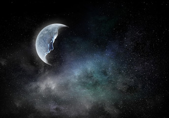 Fototapeta na wymiar Romantic moon in sky