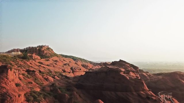 Aerial view of imposing landscape in Wave Canyon, Shaanxi province, China