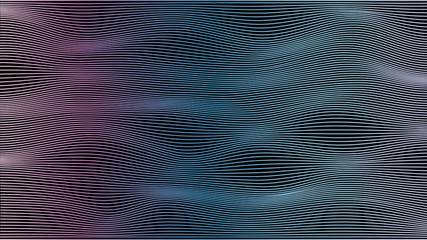 Fototapeta premium Abstract vector wave lines green and blue colors isolated on black background for design elements in concept technology, modern, science.