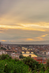Fototapeta na wymiar View of the city of Florence, Italy under sunset, viewed from Piazzale Michelangelo