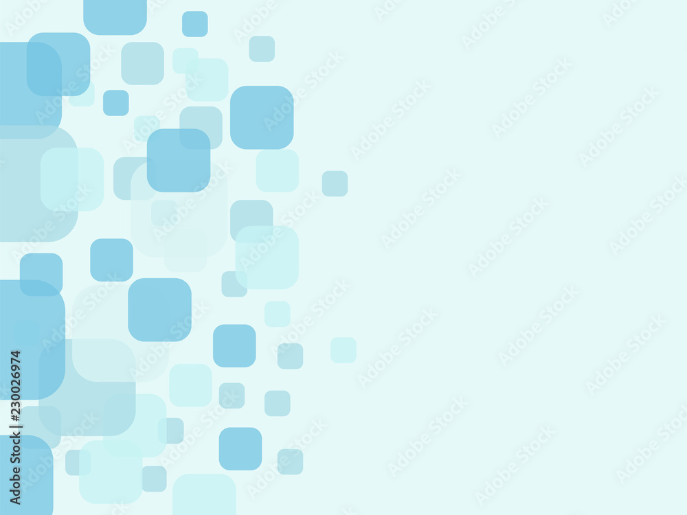 Poster Abstract blue color background with transparent squares round corner overlay with space for text for technology concept background, presentation template