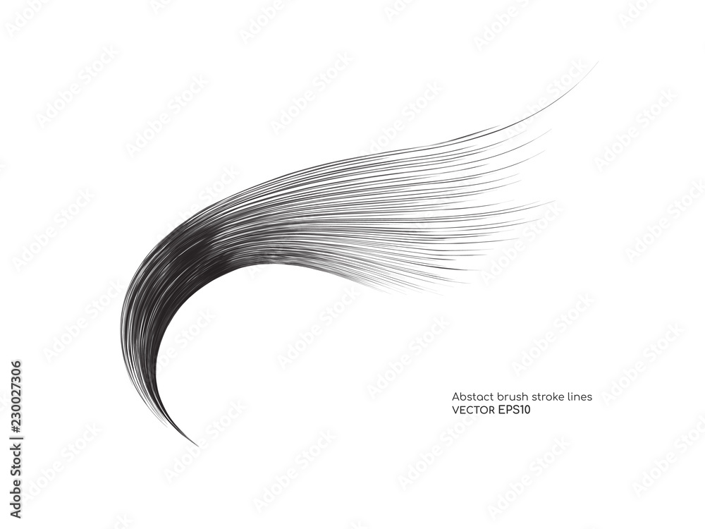 Poster Vector black brush stroke curved lines isolated on white background for  design element