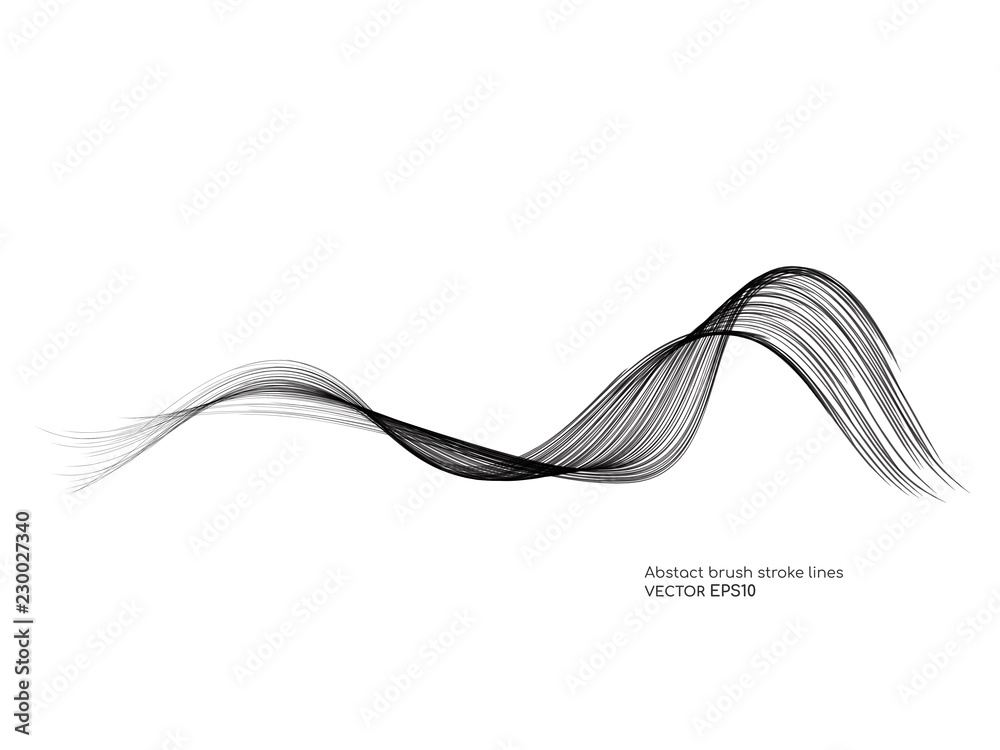 Poster Vector brush stroke curved wave lines isolated on white background for  design element