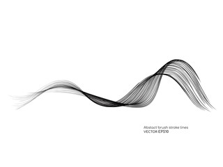 Vector brush stroke curved wave lines isolated on white background for design element