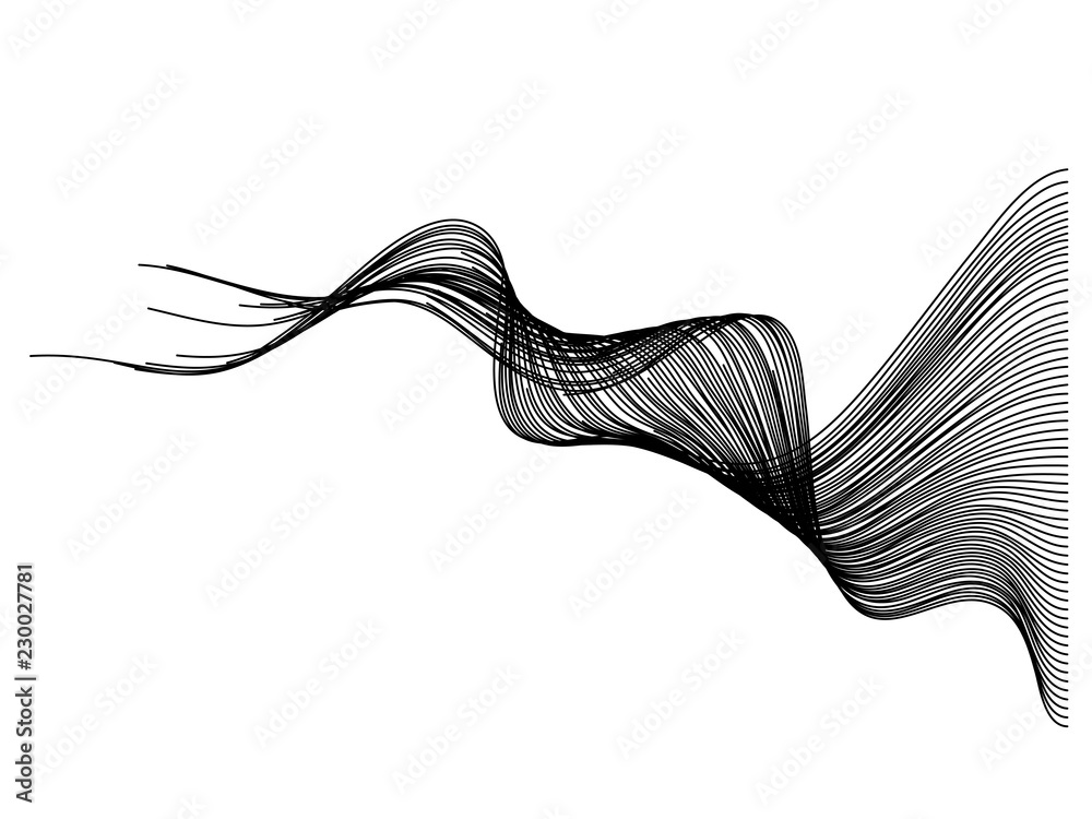 Poster Vector black wave lines isolated on white background for  design element