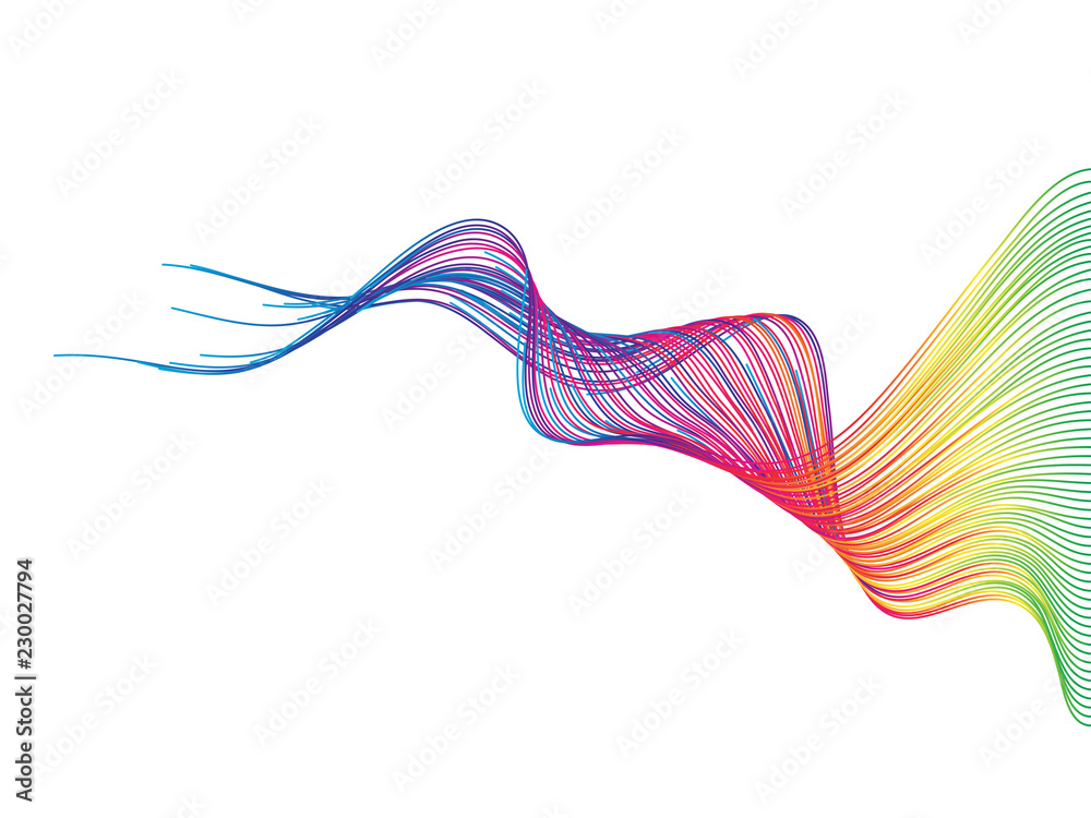 Poster Abstract colorful wave lines isolated on white background. For vector design elements in concept technology, science, creative, music. 