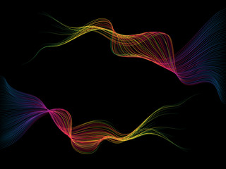 Abstract colorful wave lines isolated on black background. For vector design elements in concept technology, science, creative, music. 