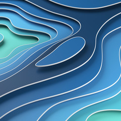 3D abstract background with paper cut shapes. Smooth shapes illustration.