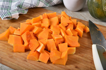 Raw cubed butternut squash