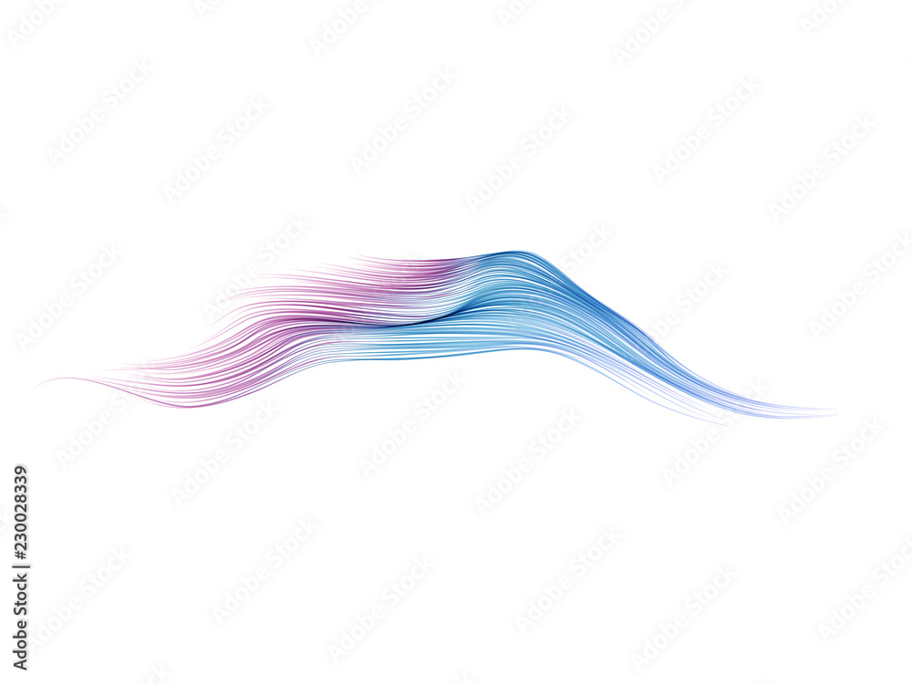 Poster Abstract colorful curved lines stroke isolated on white background for vector illustration design element