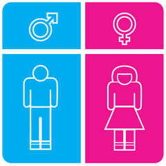 Man and woman toilet or restroom. Colorful vector icon