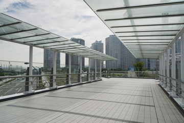 Transparent roofed corridors