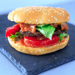 burger seul pour un repas rapide en fast food snack