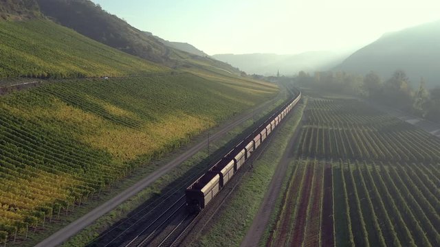 Freight Train Transporting Goods Through the German Countryside For Logistics and Industry