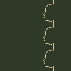 Man avatar profile view. Male face outline silhouettes row