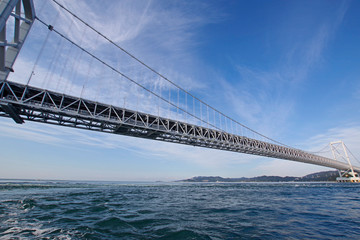 観潮船から見る大鳴門橋と渦潮