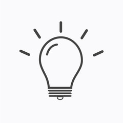 Light Bulb line icon vector, isolated on white background. Idea sign, solution, thinking concept. Lighting Electric lamp. Electricity, shine. Trendy Flat style for graphic design, Web site, UI. EPS