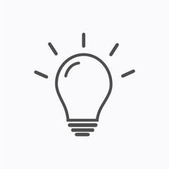 Light Bulb line icon vector, isolated on white background. Idea sign, solution, thinking concept. Lighting Electric lamp. Electricity, shine. Trendy Flat style for graphic design, Web site, UI. EPS