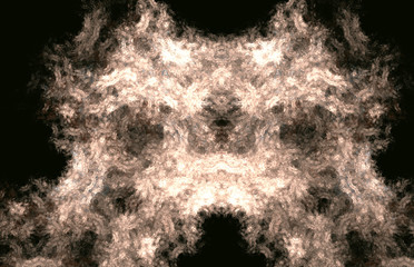 White pattern on black background. Fantasy fractal texture. Digital art. 3D rendering. Computer generated image.