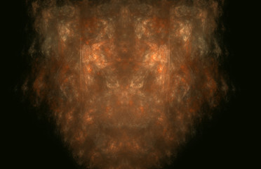 Brown fractal texture on black background. Fantasy fractal texture. Digital art. 3D rendering. Computer generated image.