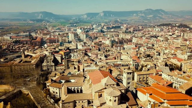 Aerial view of historic centre of Spanish town of Vic, Catalonia 