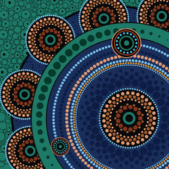 Aboriginal dot art vector background.