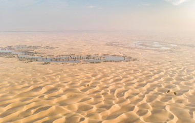 view from above, overlooking sunrise in a desert