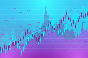 Stock market and exchange. Candle stick graph chart of stock market investment trading. Stock market data. Bullish point, Trend of graph. Vector illustration