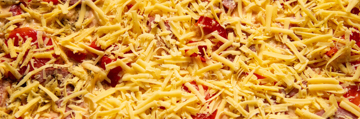 Pizza background - macro shot delicious italian pizza